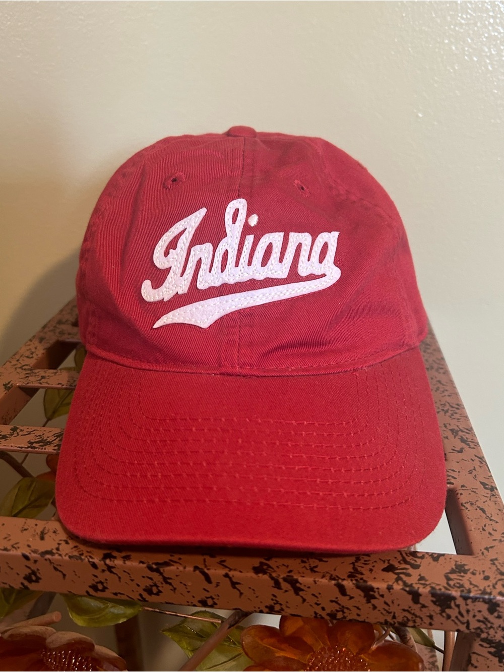 Indiana Hoosiers Legacy 92 EZA Relaxed Twill Adjustable  Hat Red Script Cap IU